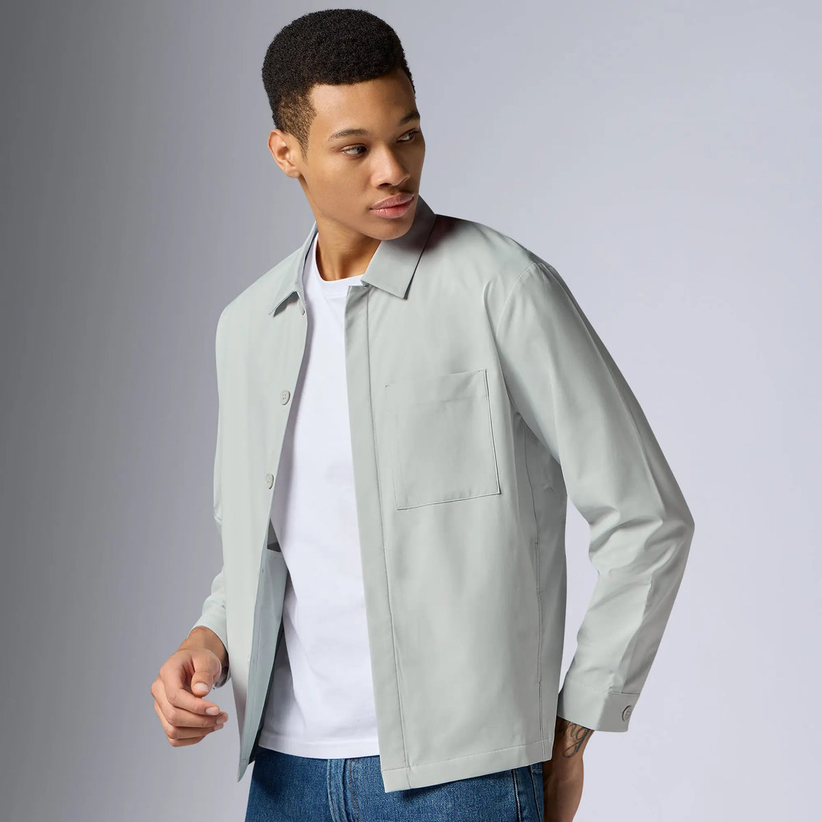 Amp Polyester Shacket Chrome White - XYXX Crew