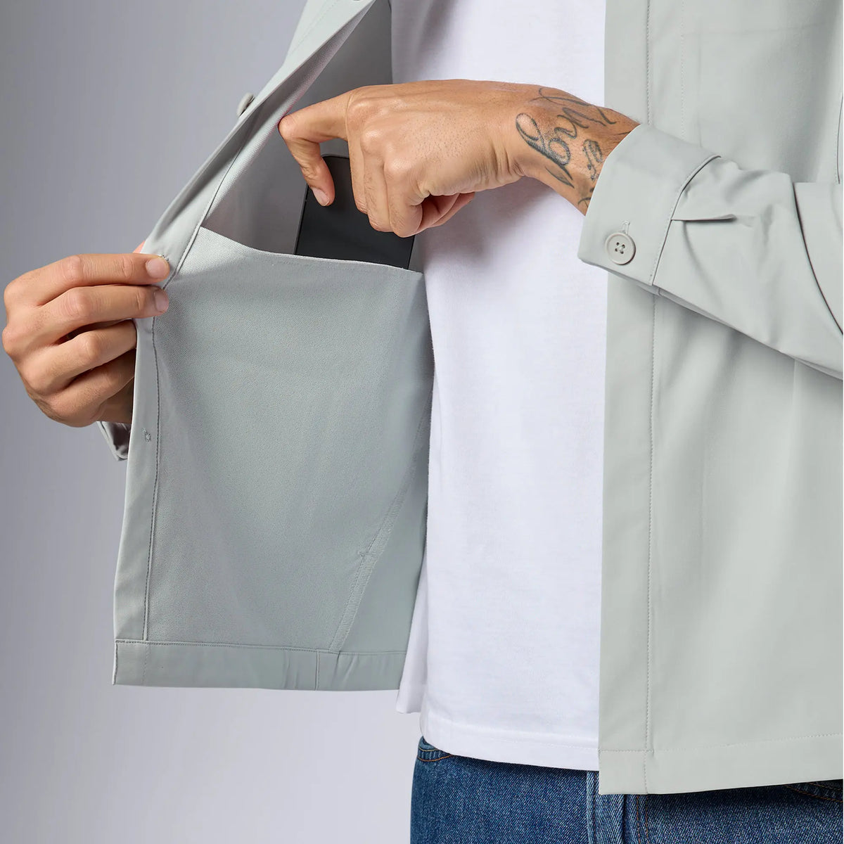 Amp Polyester Shacket Chrome White - XYXX Crew