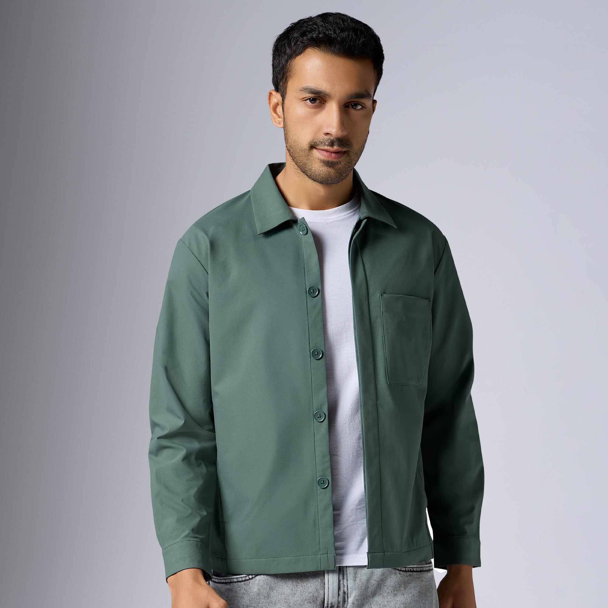 Amp Polyester Shacket Pine Green