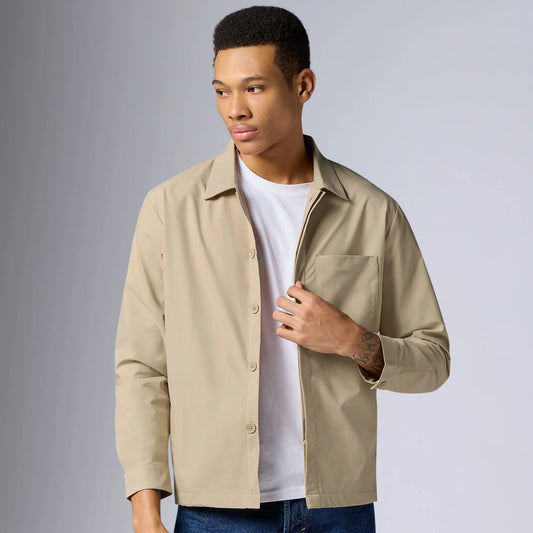 Amp Polyester Shacket Tan Brown - XYXX Crew