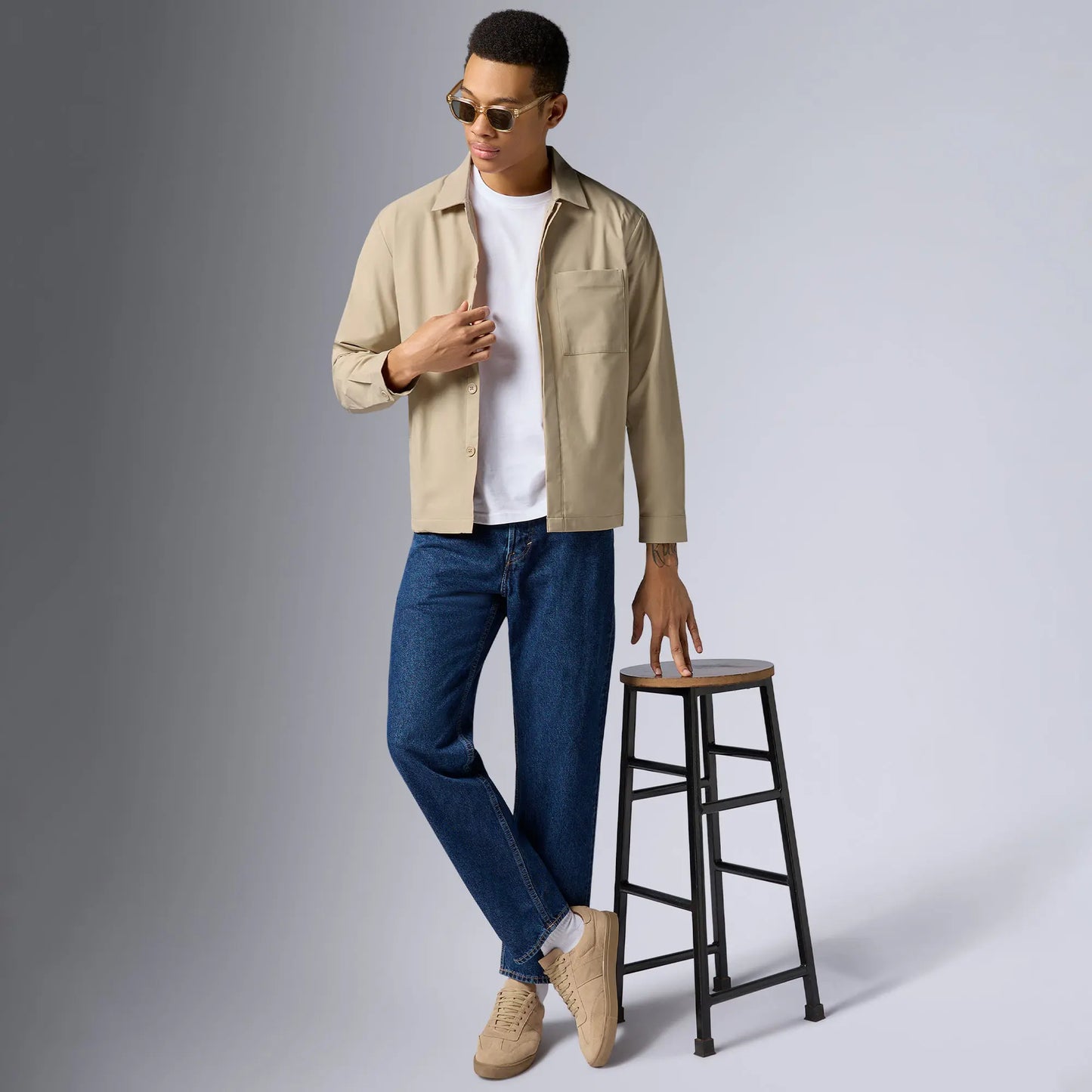 Amp Polyester Shacket Tan Brown - XYXX Crew