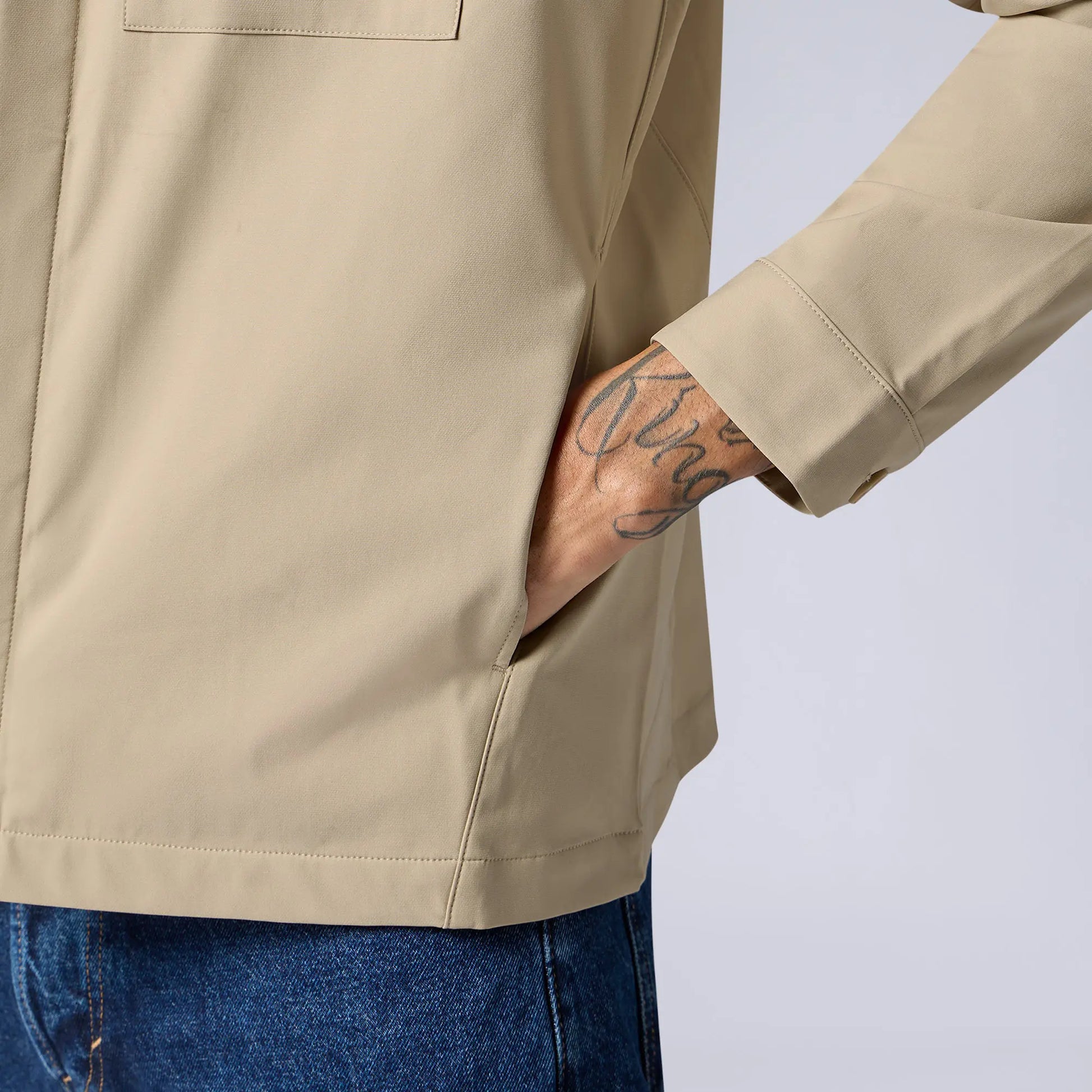 Amp Polyester Shacket Tan Brown - XYXX Crew