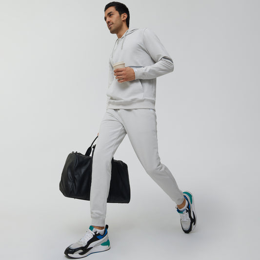 Ascent French Terry Cotton Blend Hoodie and Joggers Co-Ord Chrome White - XYXX Crew