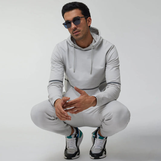 Ascent French Terry Cotton Blend Hoodies Chrome White - XYXX Crew