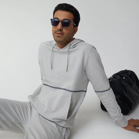 Ascent French Terry Cotton Blend Hoodies Chrome White - XYXX Crew