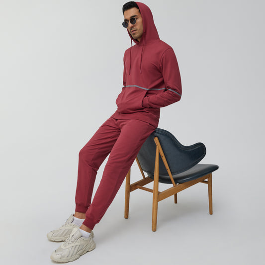 Ascent French Terry Cotton Blend Hoodie and Joggers Co-Ord Crimson Red - XYXX Crew