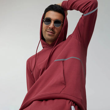 Ascent French Terry Cotton Blend Hoodies Crimson Red - XYXX Crew