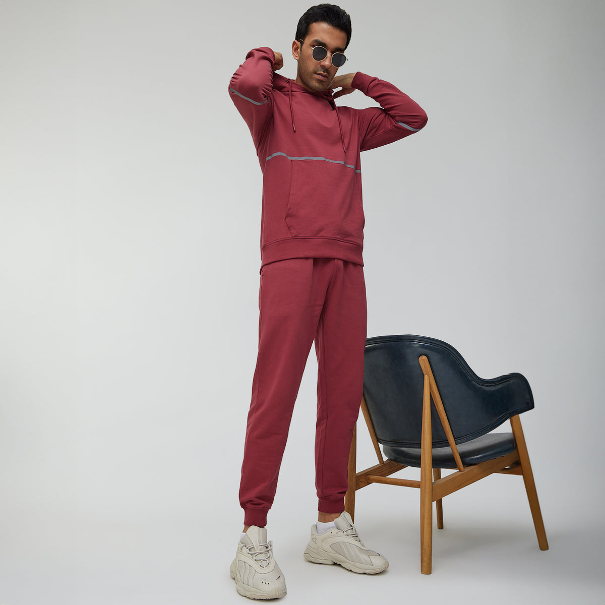 Ascent French Terry Cotton Blend Hoodie and Joggers Co-Ord Crimson Red - XYXX Crew