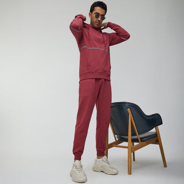 Ascent French Terry Cotton Blend Hoodie and Joggers Co-Ord Crimson Red - XYXX Crew