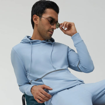 Ascent French Terry Cotton Blend Hoodies Glacier Blue - XYXX Crew