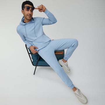 Ascent French Terry Cotton Blend Hoodie and Joggers Co-Ord Glacier Blue - XYXX Crew