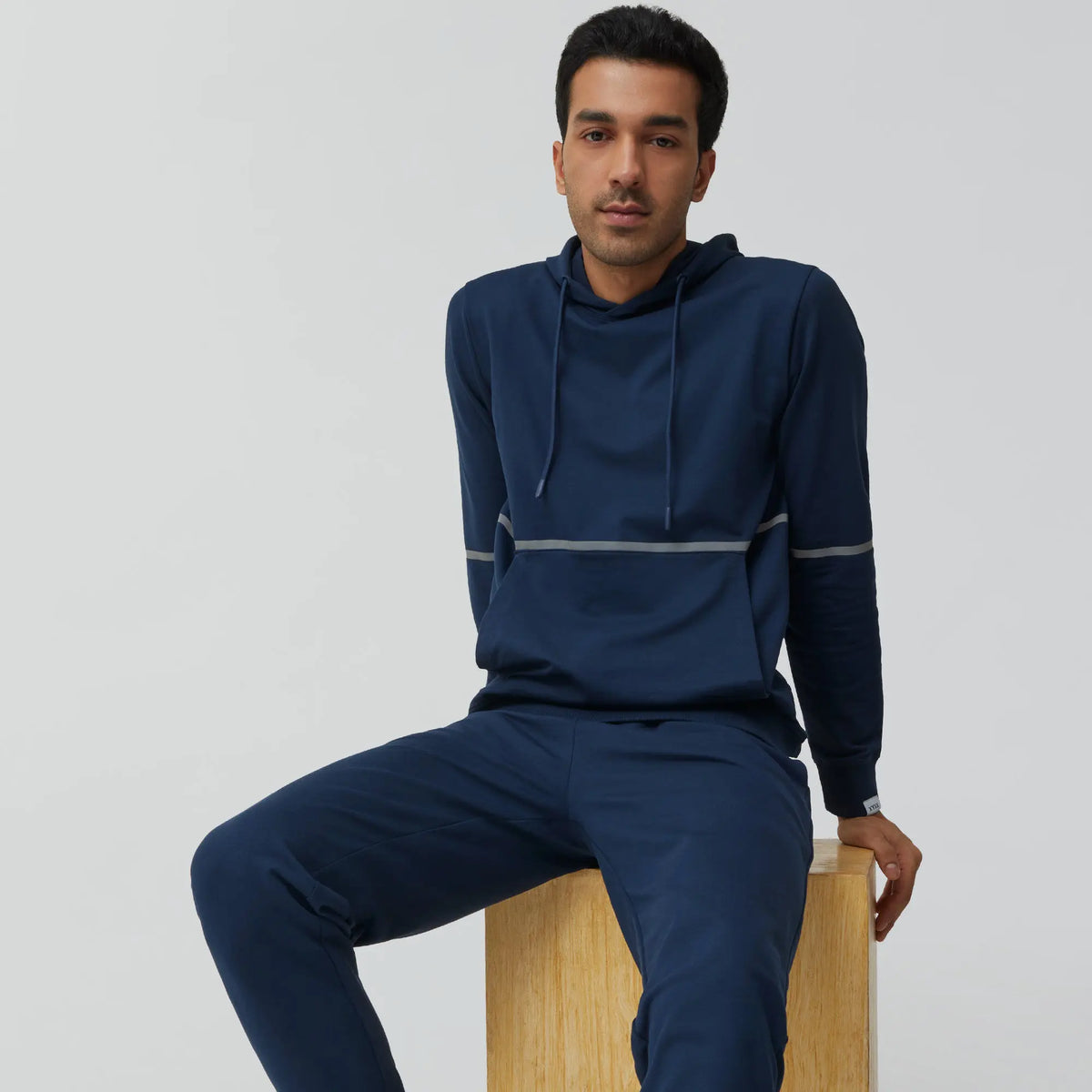 Ascent French Terry Cotton Blend Hoodies Midnight Blue - XYXX Crew
