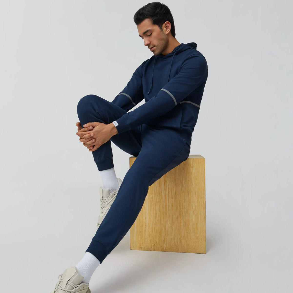 Ascent French Terry Cotton Blend Hoodies Midnight Blue - XYXX Crew