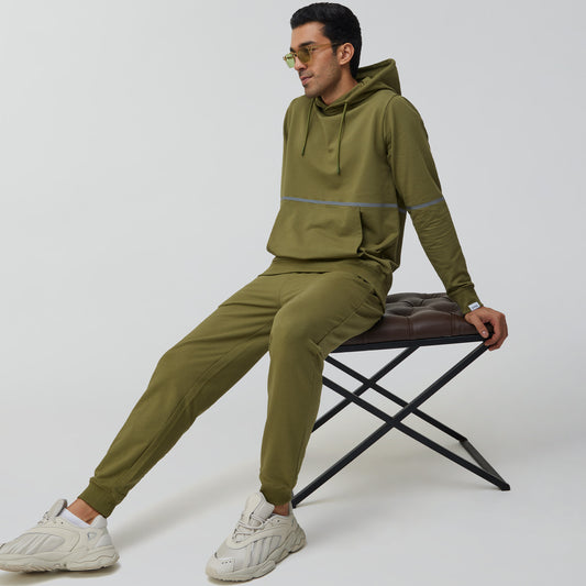 Ascent French Terry Cotton Blend Hoodie and Joggers Co-Ord Olive Green - XYXX Crew