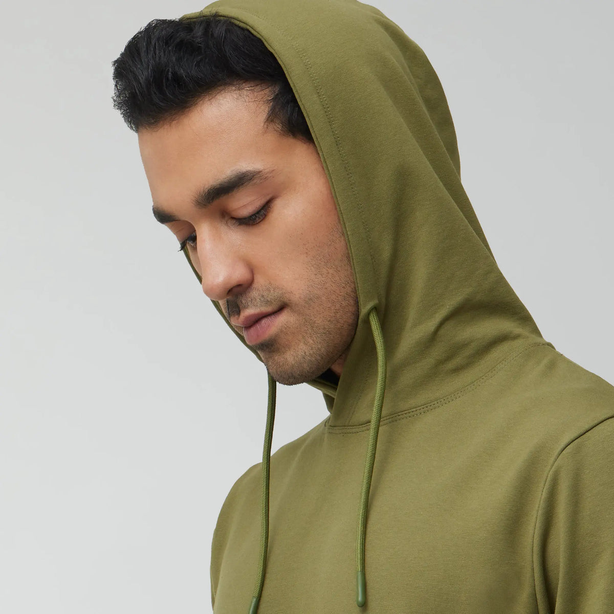 Ascent French Terry Cotton Blend Hoodies Olive Green - XYXX Crew
