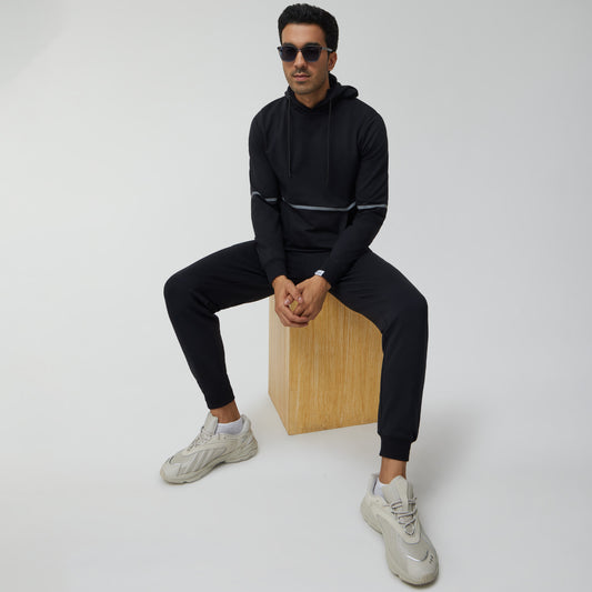Ascent French Terry Cotton Blend Hoodie and Joggers Co-Ord Pitch Black - XYXX Crew