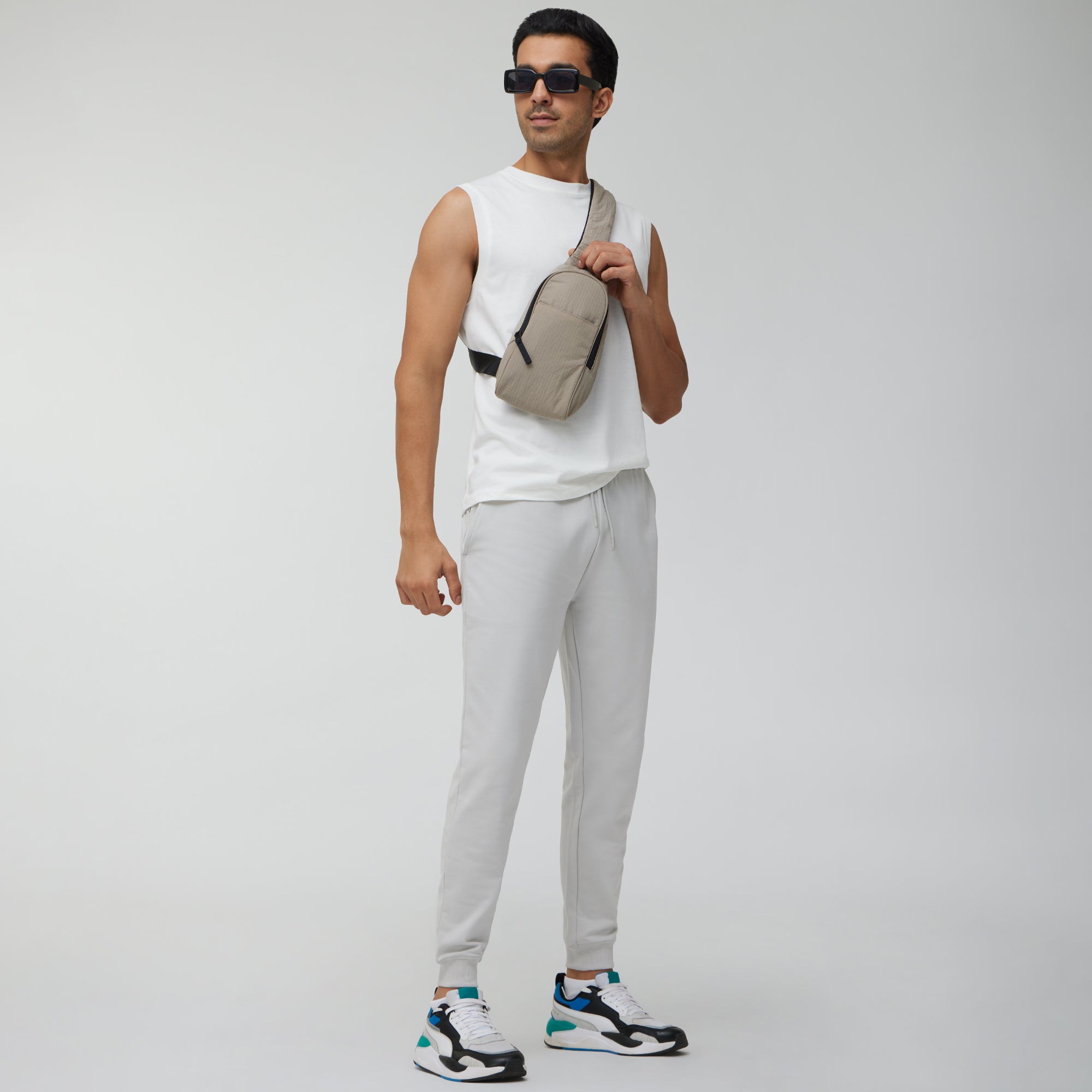 Ascent French Terry Cotton Blend Joggers Chrome White