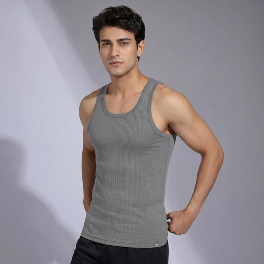 Nova Round Neck Racer Back Vest Ash Grey