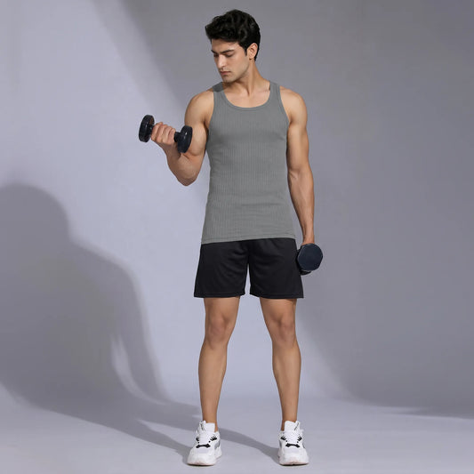 Nova Round Neck Racer Back Vest Ash Grey