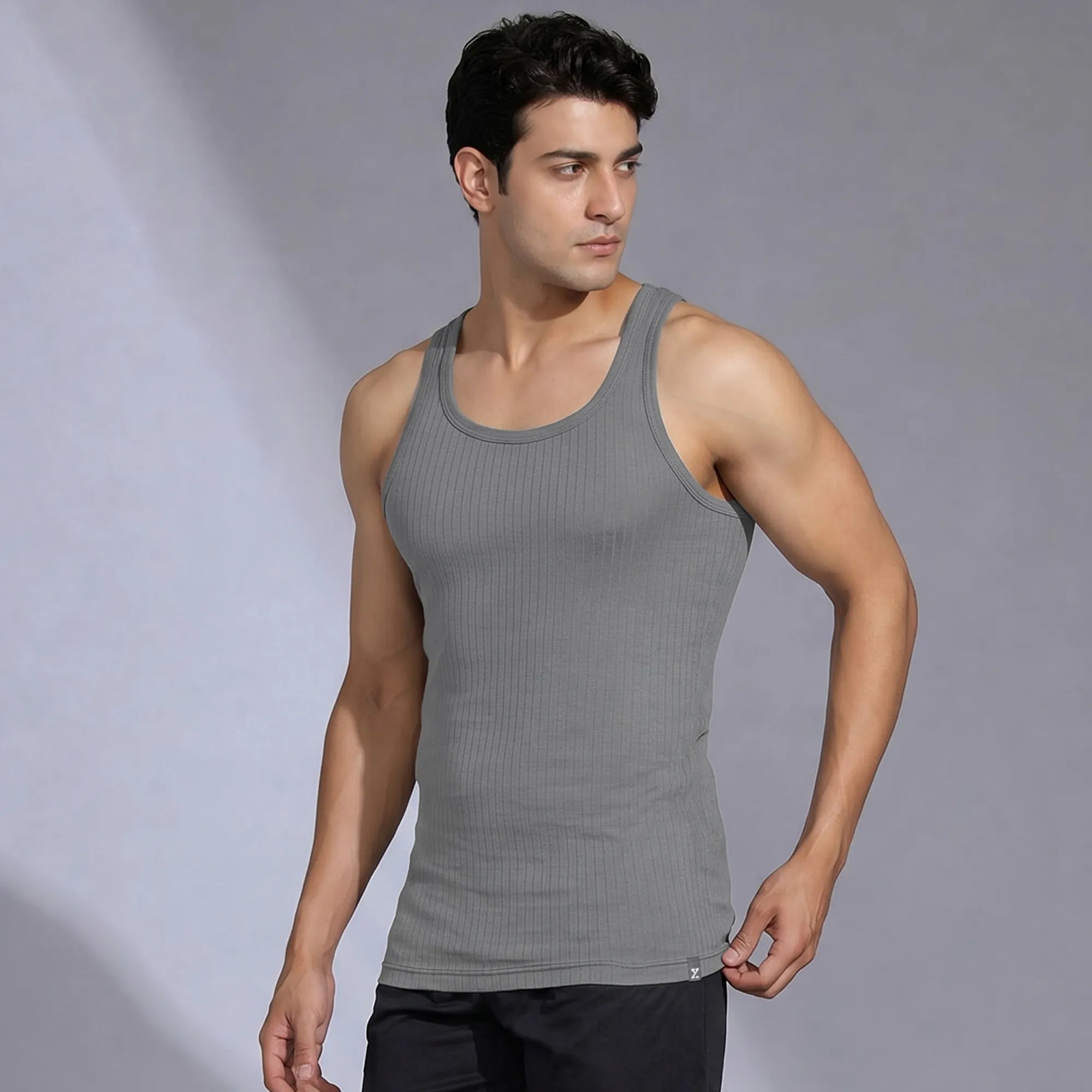Nova Round Neck Racer Back Vest Ash Grey
