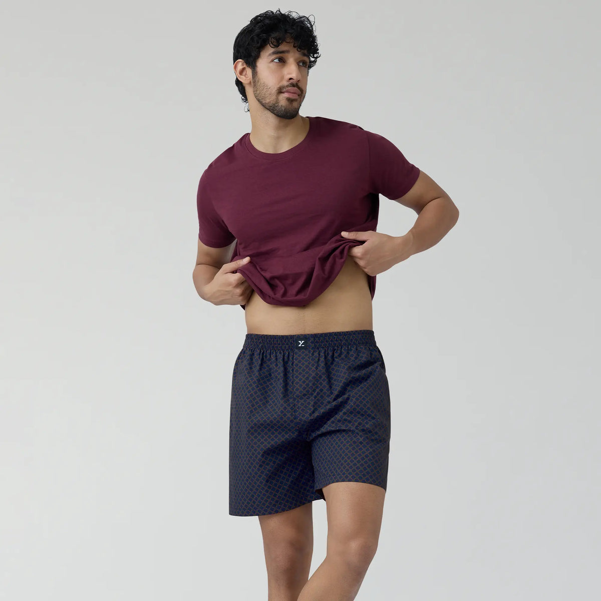 Astor Combed Cotton Boxer Shorts Blue Circle