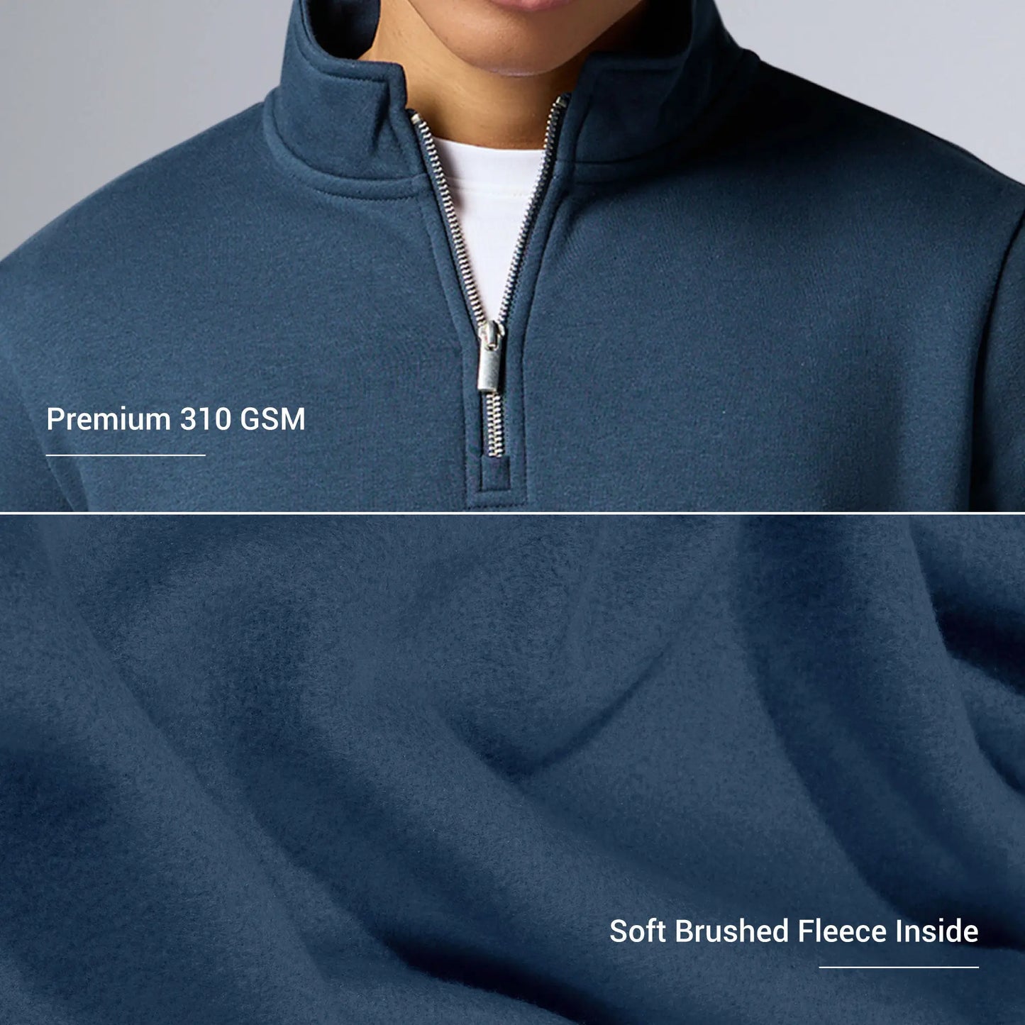 Pulse French Terry Cotton Blend Half Zip Pullover Opal Blue - XYXX Crew