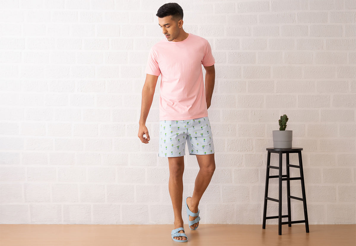Renew Combed Cotton Boxer Shorts For Men  Ice Blue