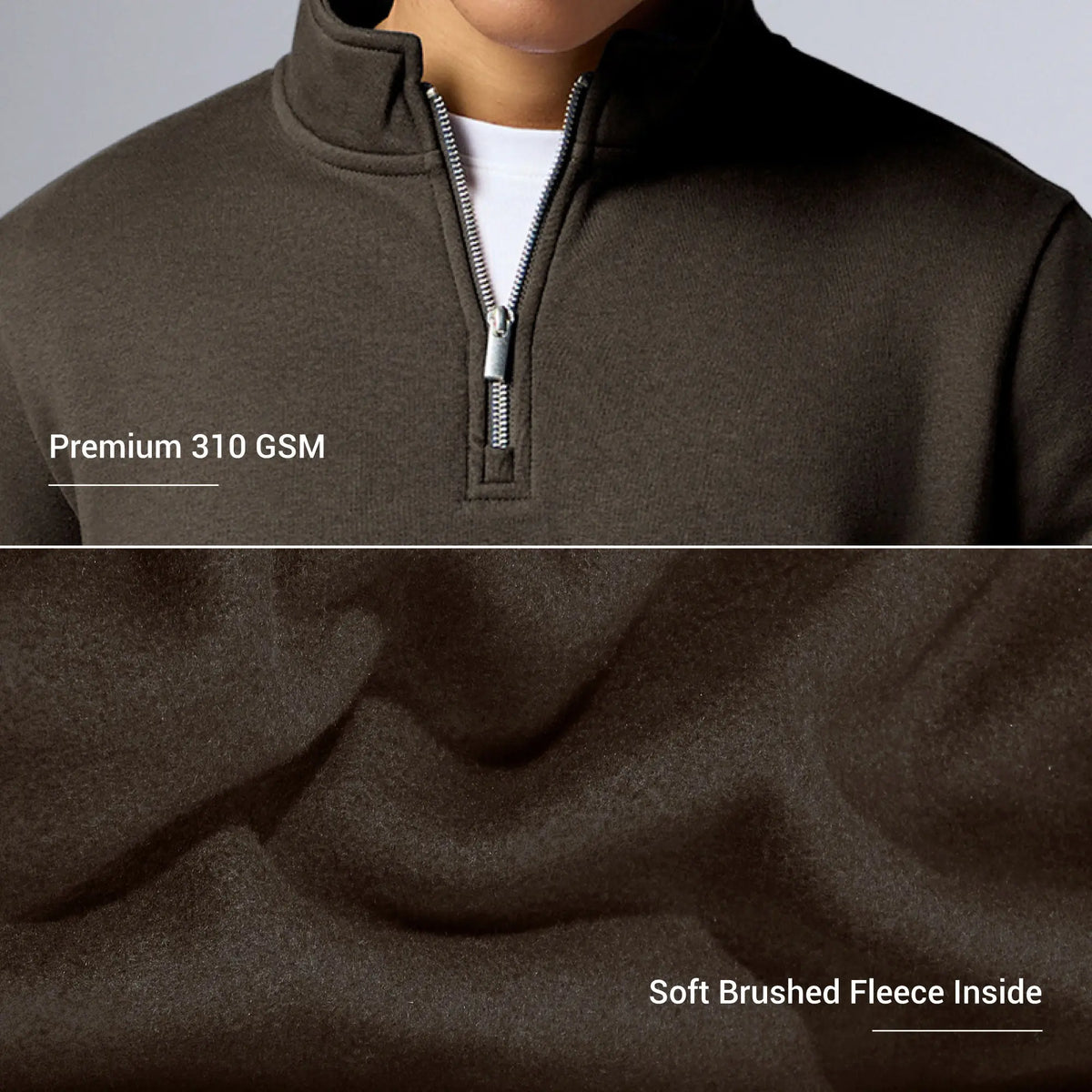 Pulse French Terry Cotton Blend Half Zip Pullover Malt Brown - XYXX Crew