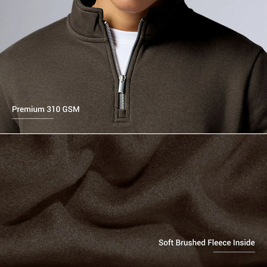 Pulse French Terry Cotton Blend Half Zip Pullover Malt Brown - XYXX Crew