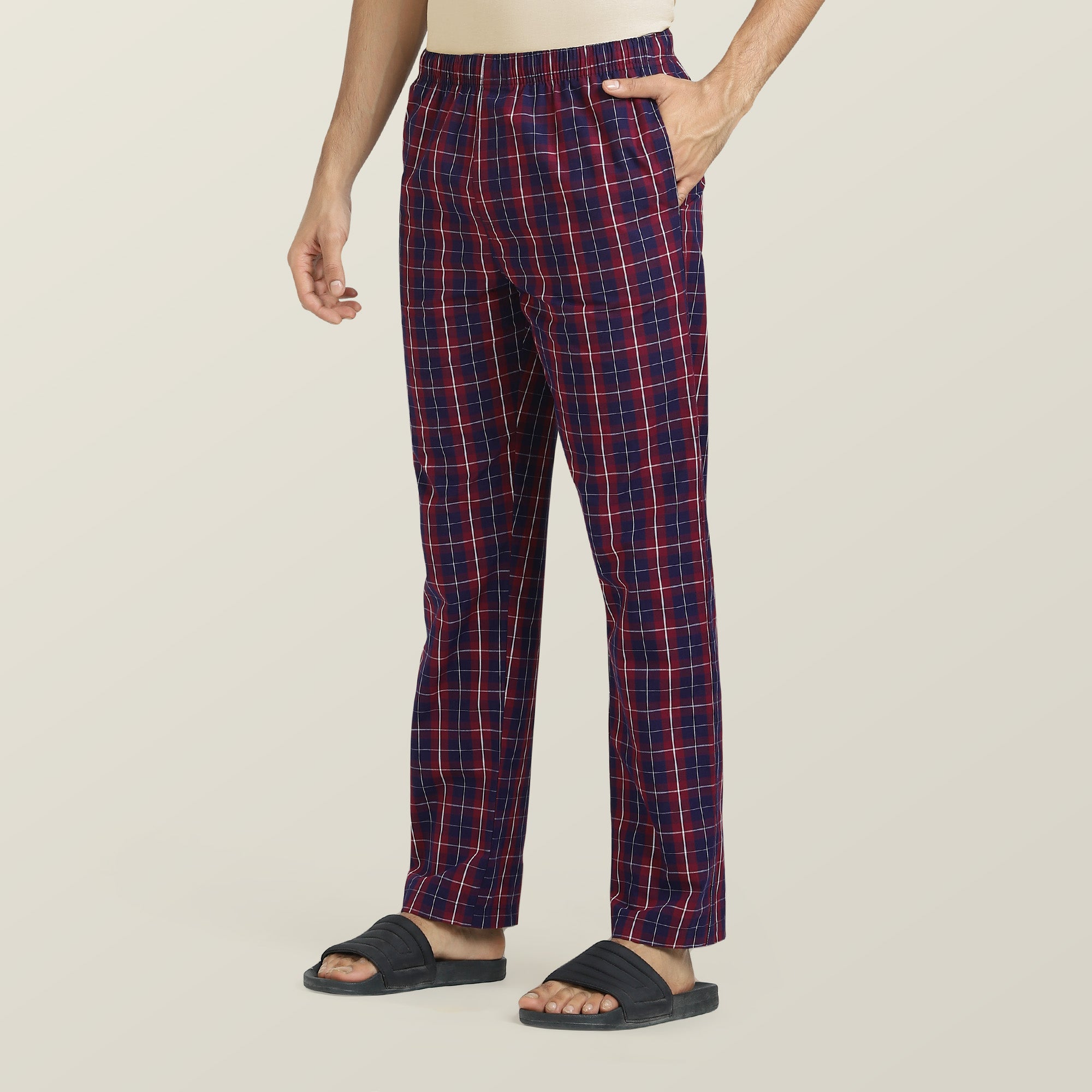 Checkmate Combed Cotton Pyjamas For Men Autumn Maroon XYXX Crew checkmate-combed-cotton-pyjamas-for-men-autumn-maroon-xyxx-crew