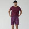 Checkmate Combed Cotton Boxer Shorts Autumn Maroon