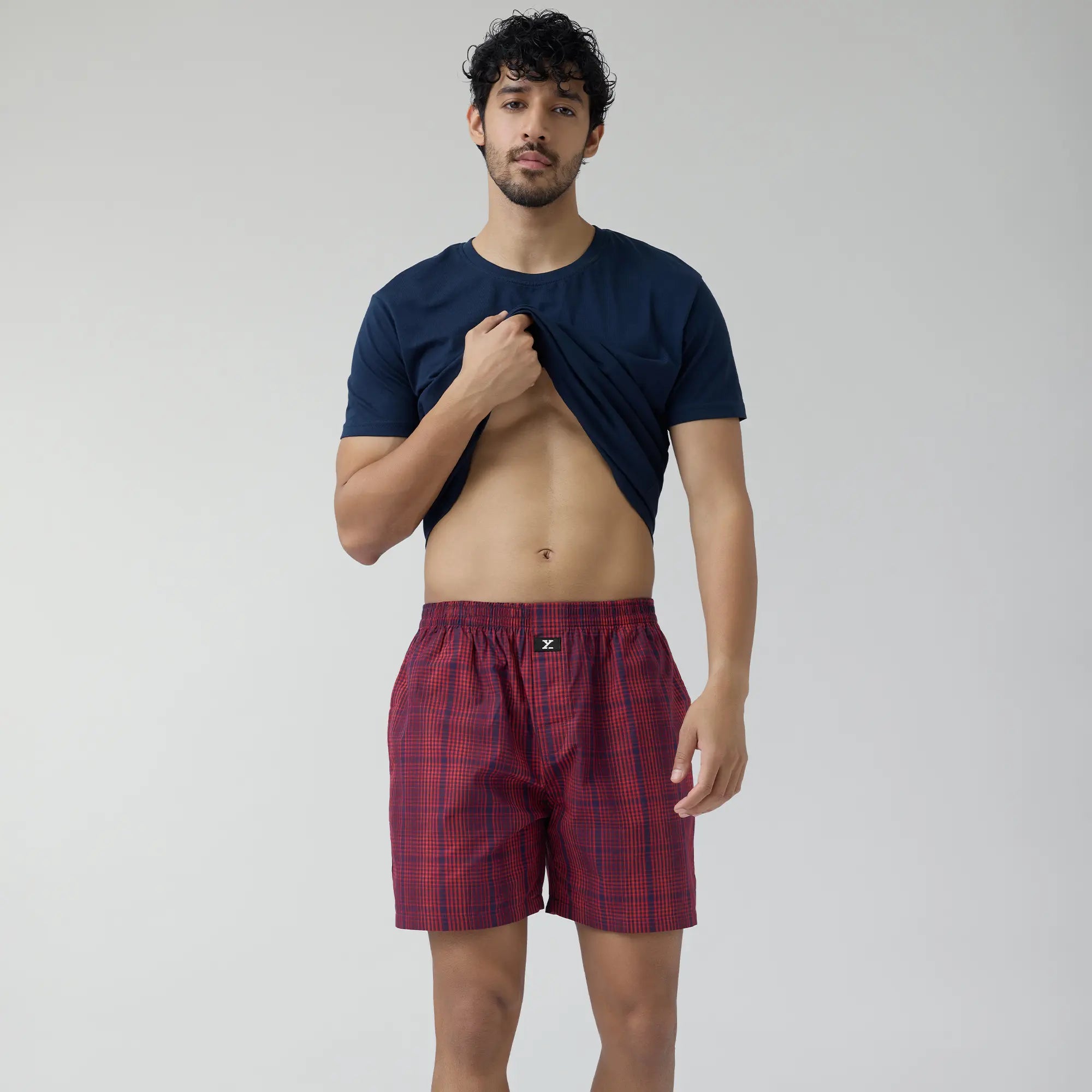 Checkmate Combed Cotton Boxer Shorts Brit Red