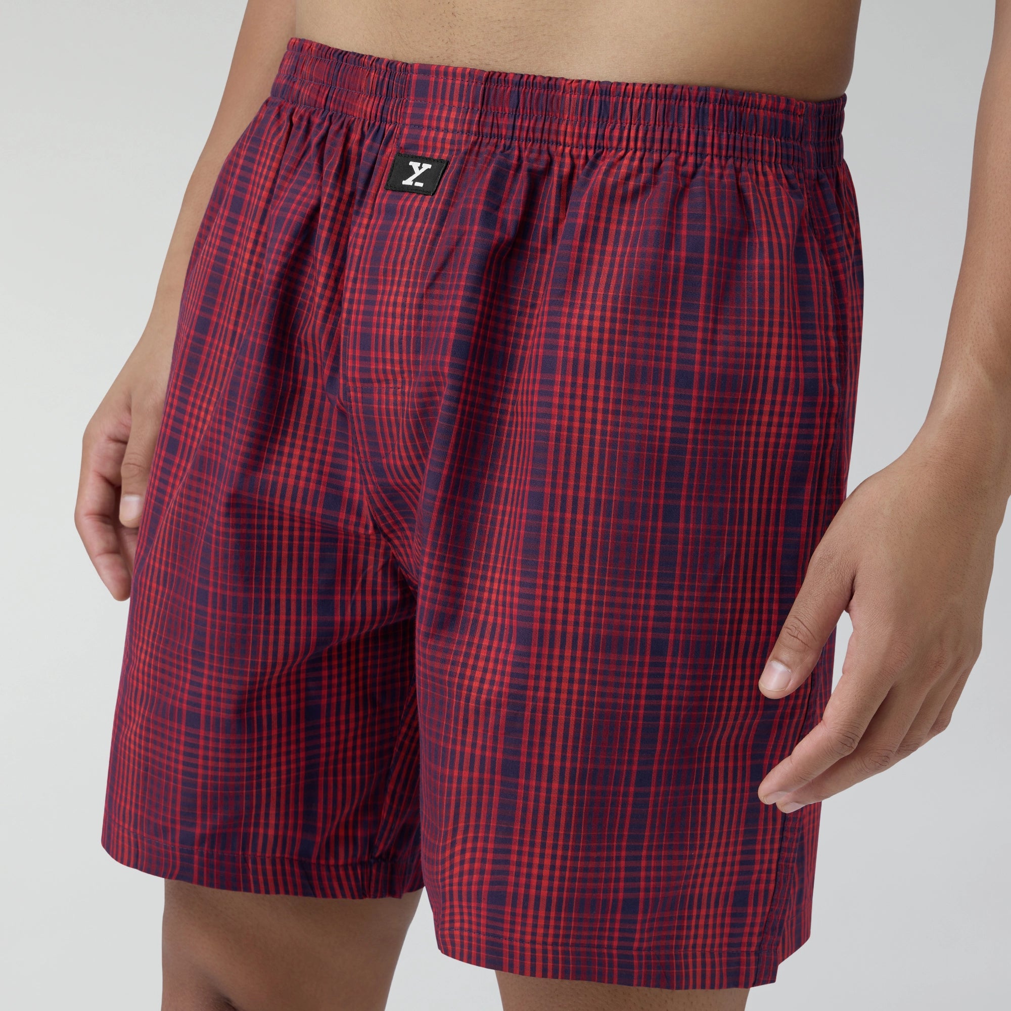 Checkmate Combed Cotton Boxer Shorts Brit Red