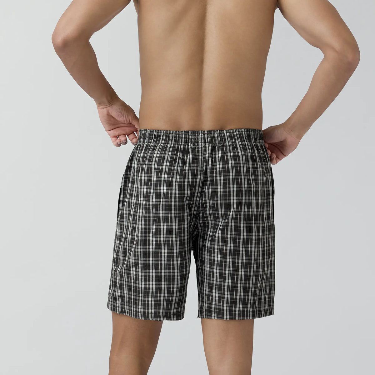 Checkmate Combed Cotton Boxer Shorts Mocha Black