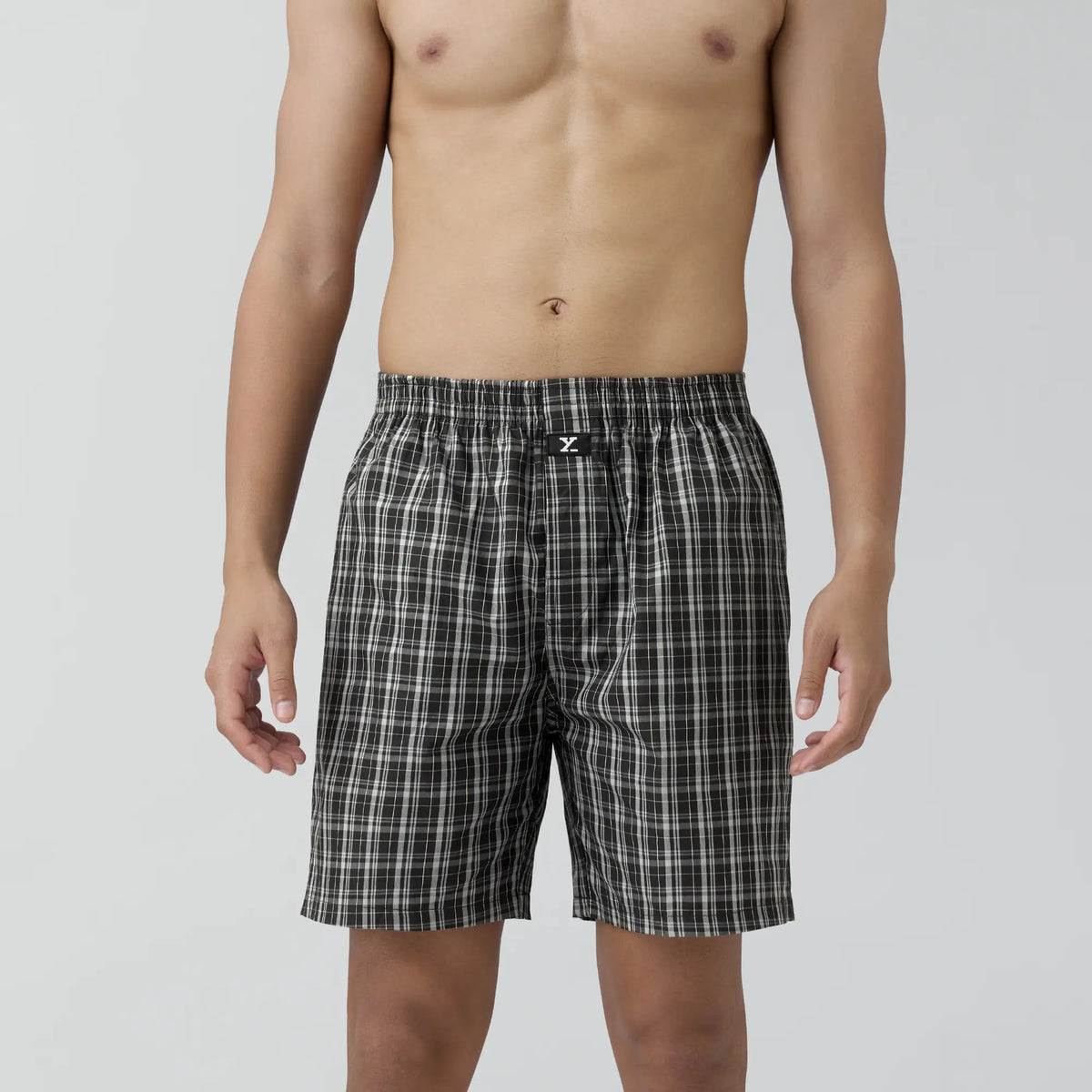 Checkmate Combed Cotton Boxer Shorts Mocha Black