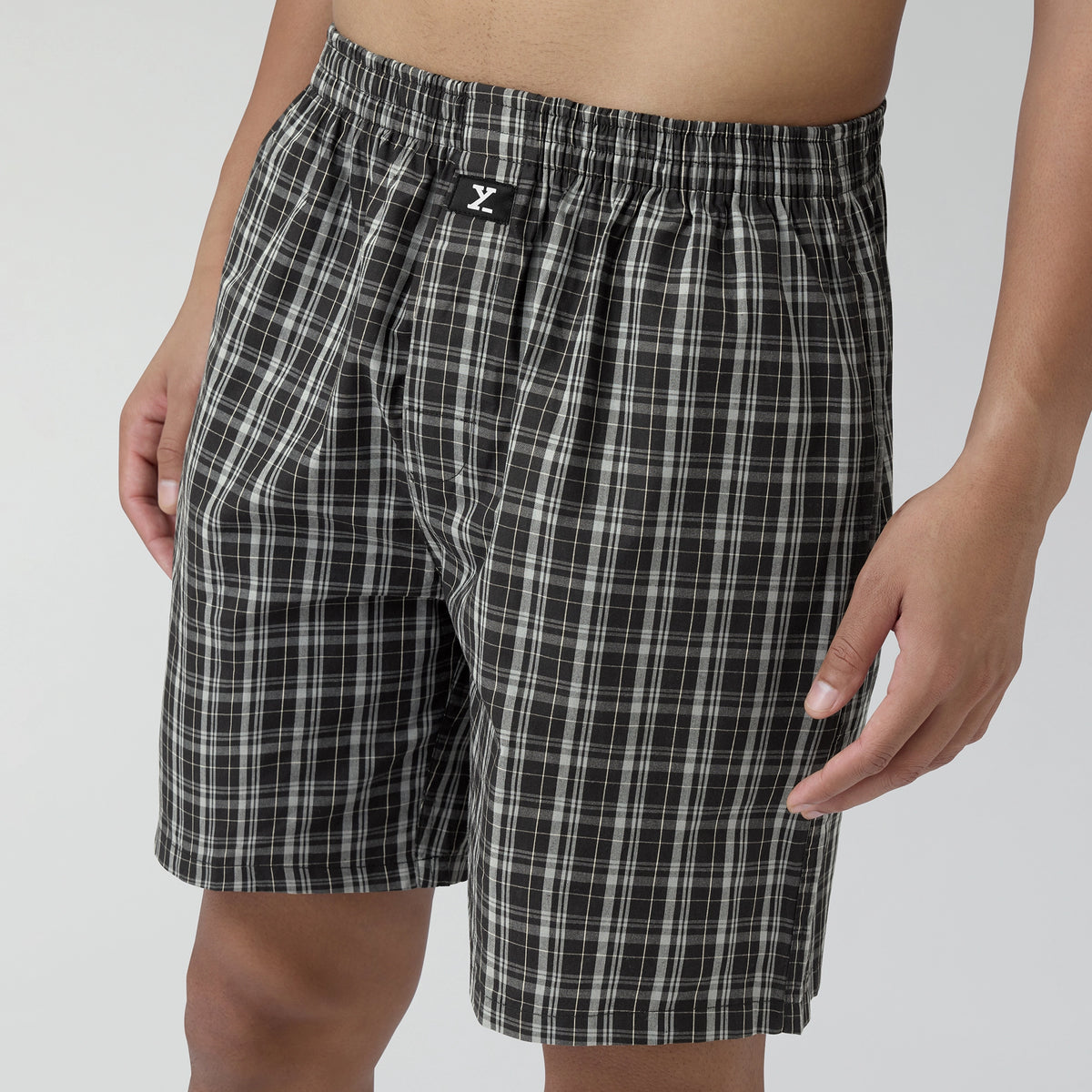 Checkmate Combed Cotton Boxer Shorts Mocha Black