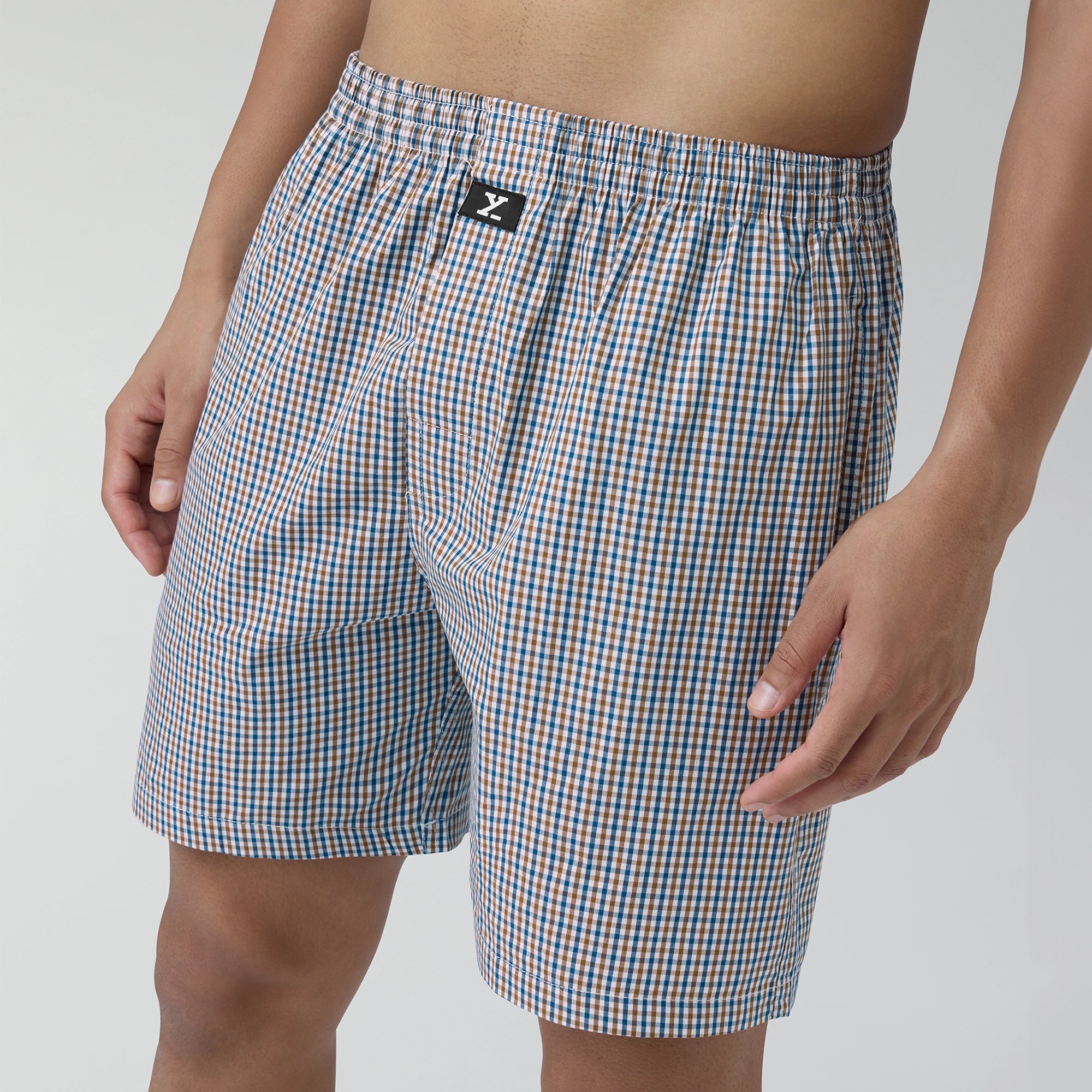 Checkmate Combed Cotton Boxer Shorts Sandy Grey