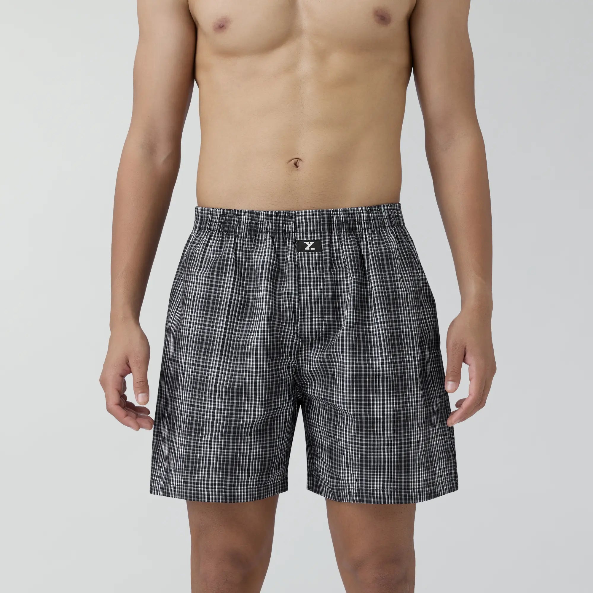 Checkmate Combed Cotton Boxer Shorts Smoke Grey