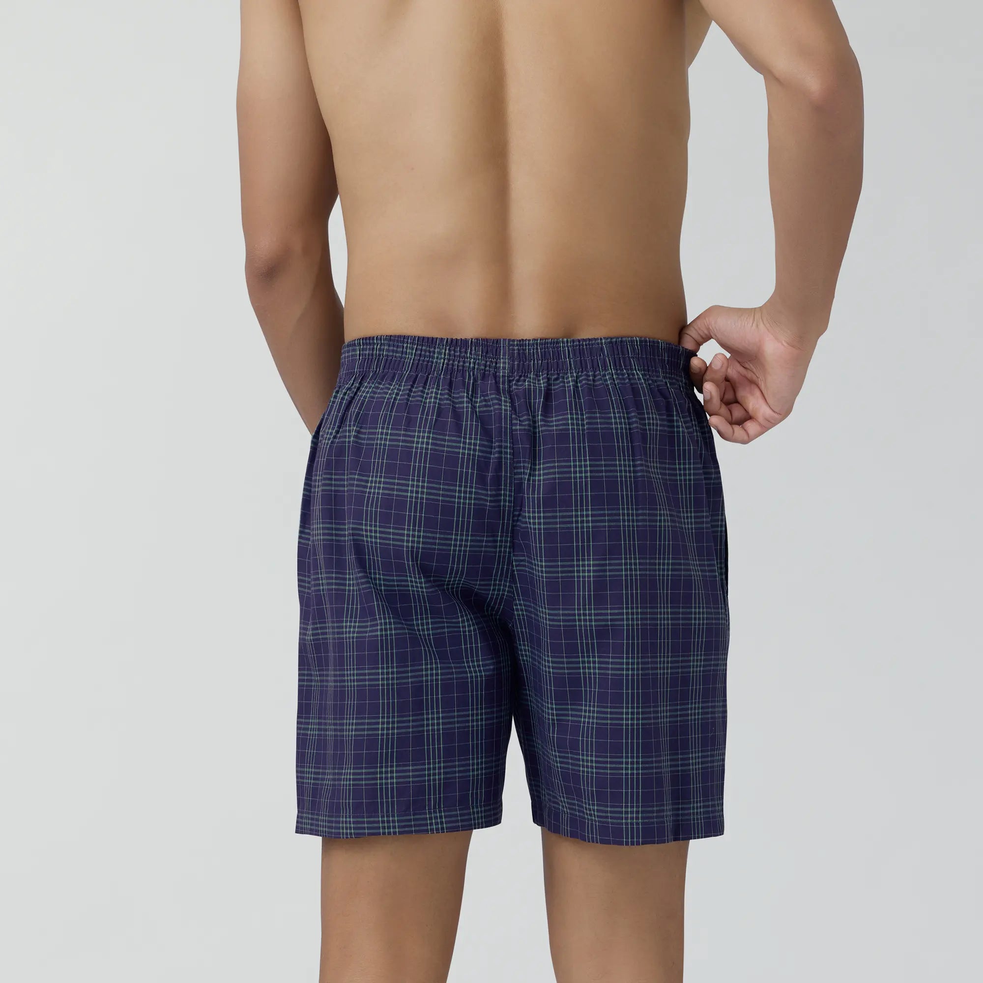 Checkmate Combed Cotton Boxer Shorts Storm Blue