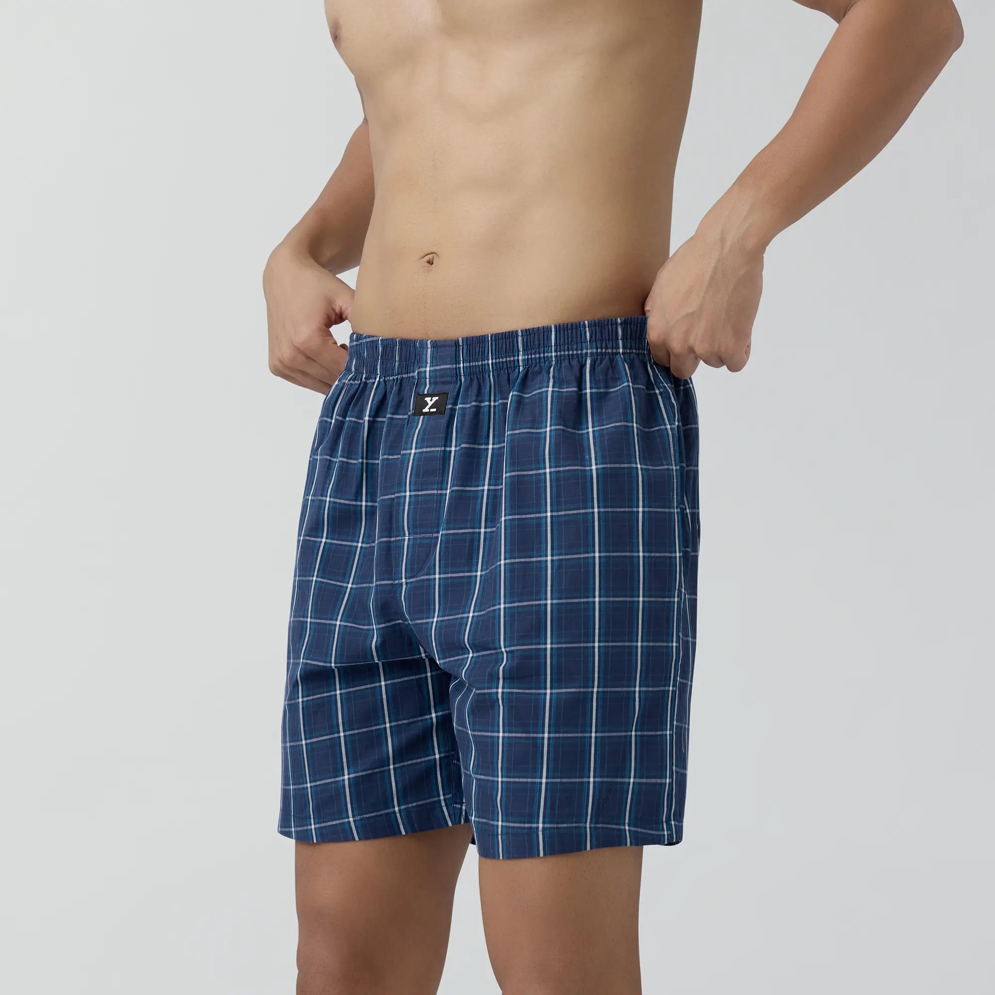 Checkmate Combed Cotton Boxer Shorts Vivid Blue