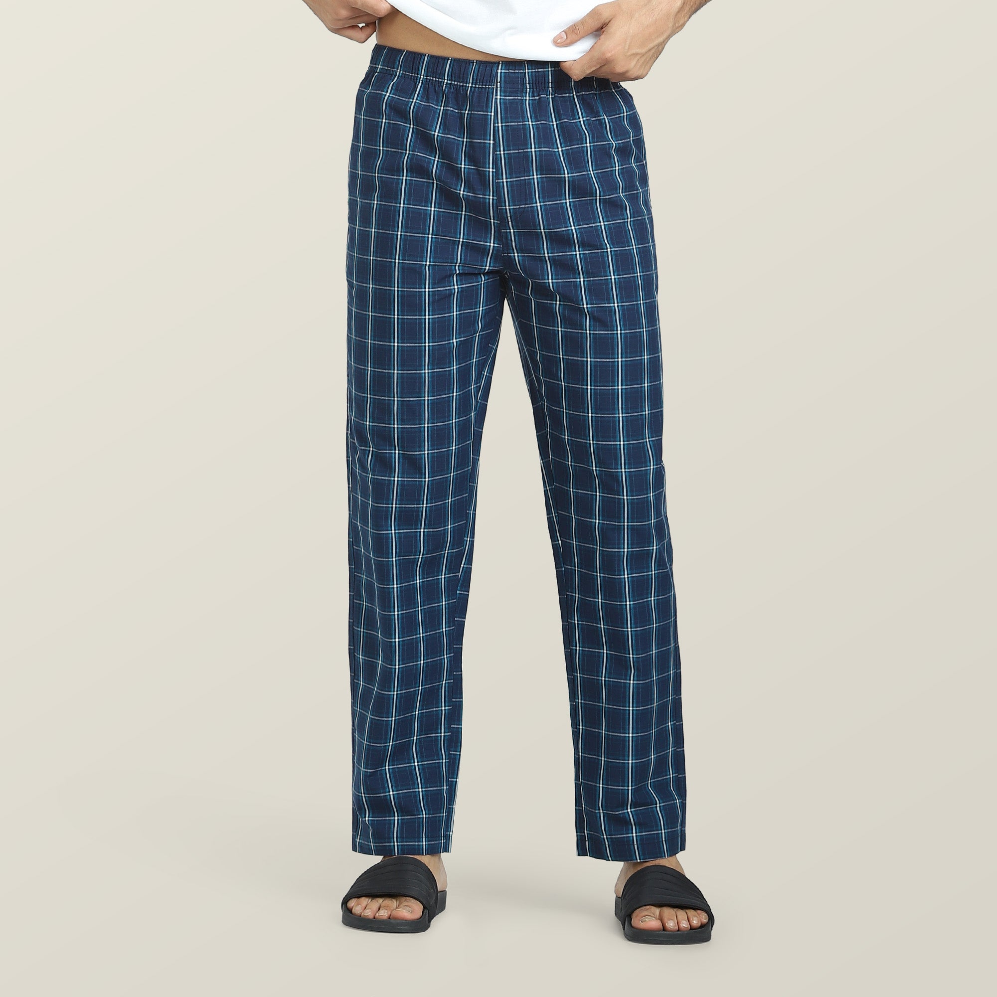 Checkmate Combed Cotton Pyjamas Vivid Blue