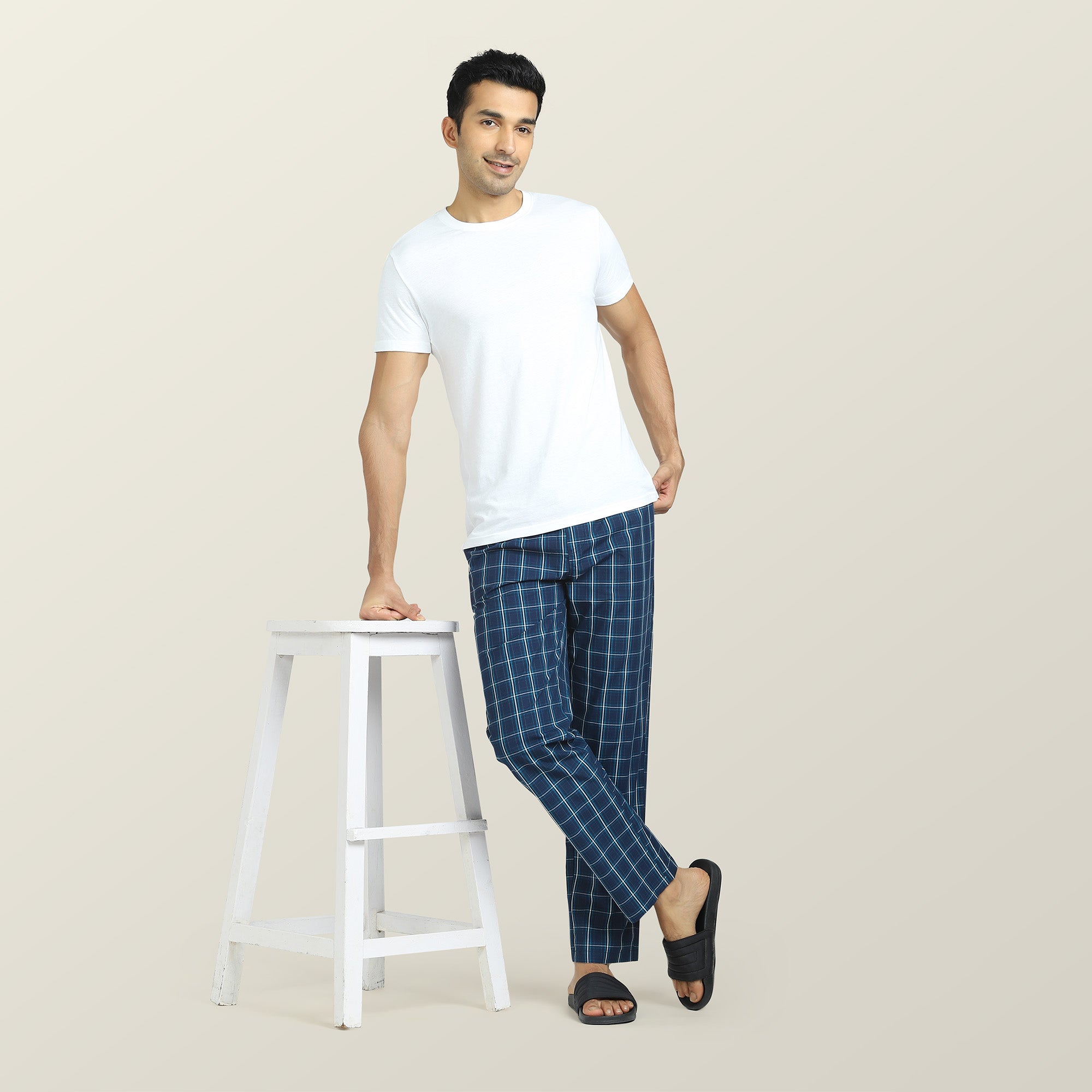 Checkmate Combed Cotton Pyjamas For Men Vivid Blue -  XYXX Crew