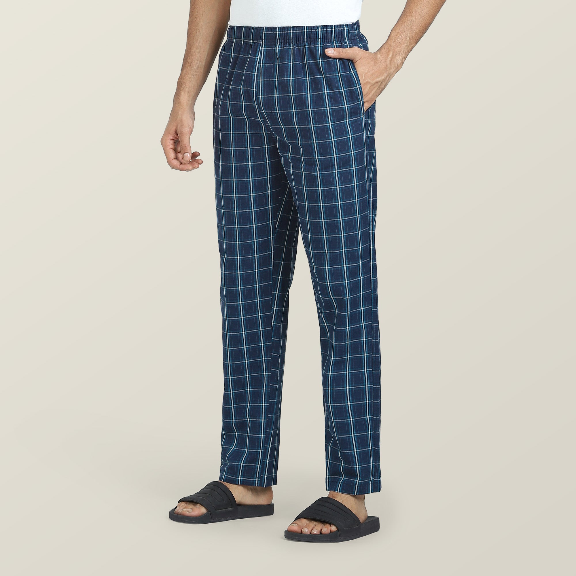 Checkmate Combed Cotton Pyjamas Vivid Blue