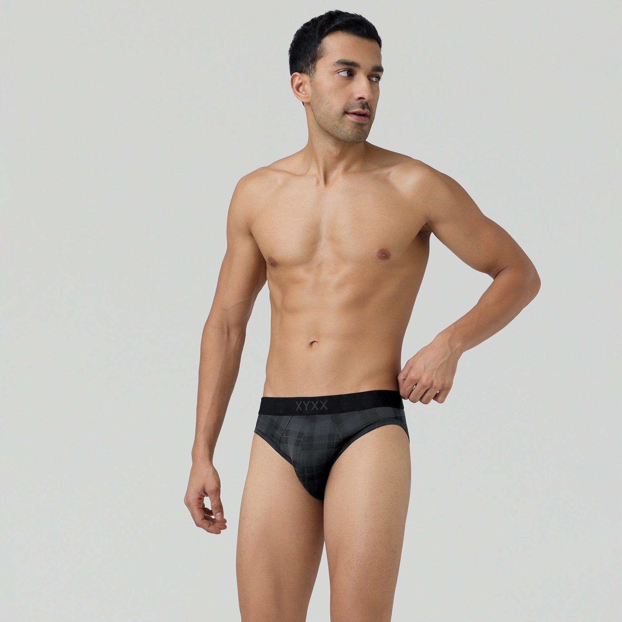 Checkmate Modal-Cotton Briefs For Men Charcoal Black -  XYXX Crew