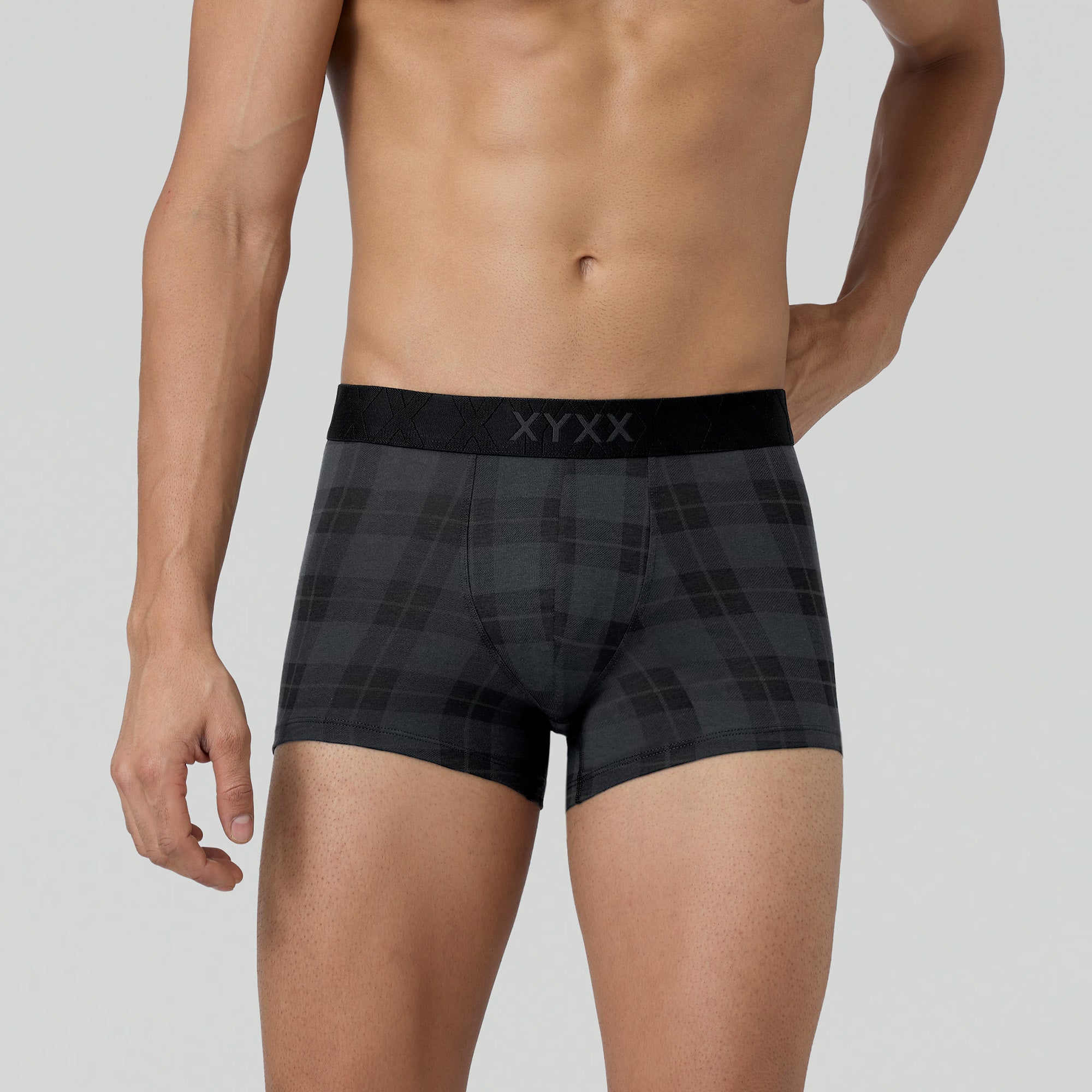 Checkmate Modal-Cotton Trunks For Men Charcoal Black -  XYXX Crew