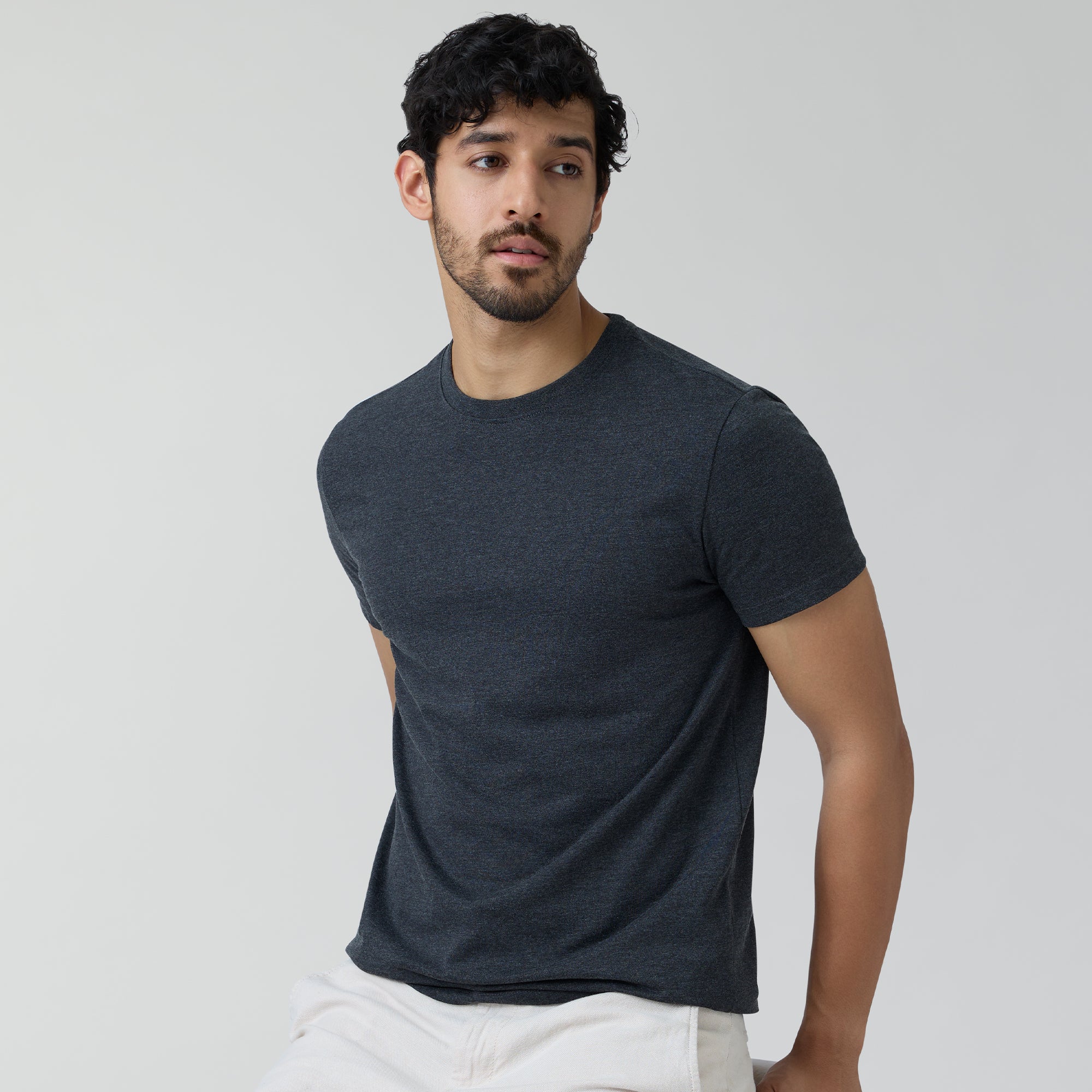 Code Cotton Rich T-shirts For Men Charcoal Grey -  XYXX Crew