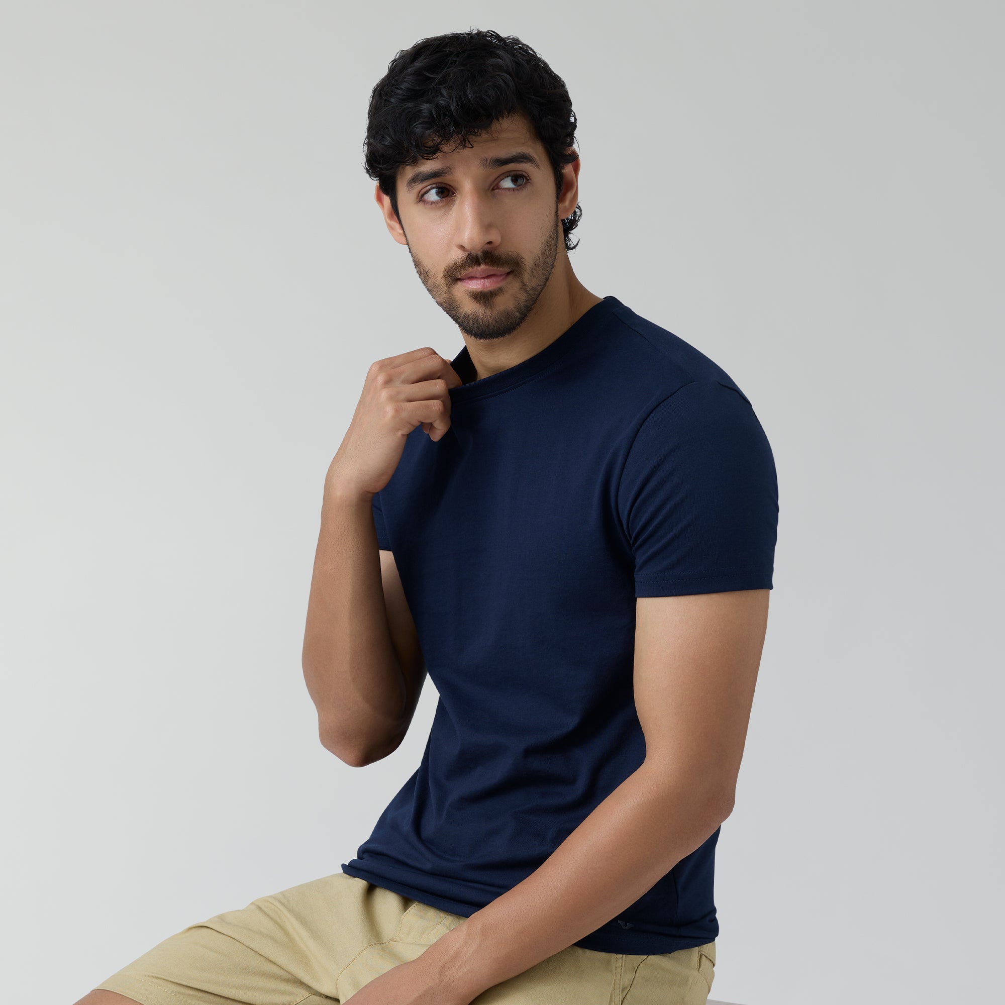 Code Cotton Rich T-shirts For Men Midnight Blue - XYXX Crew