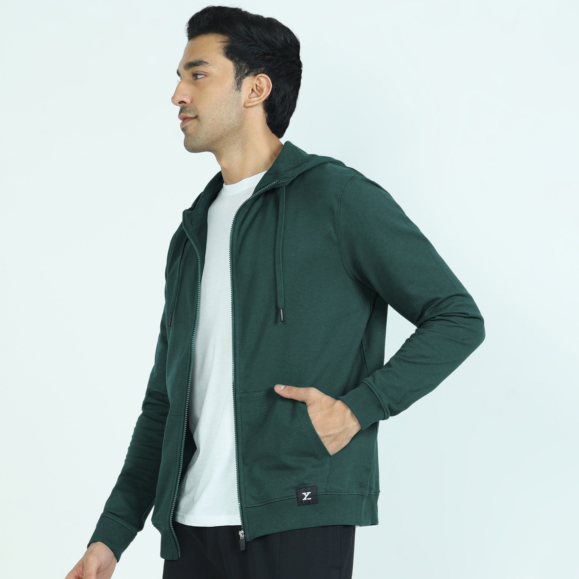 Cruze French Terry Cotton Hoodie Jackets Forest Green