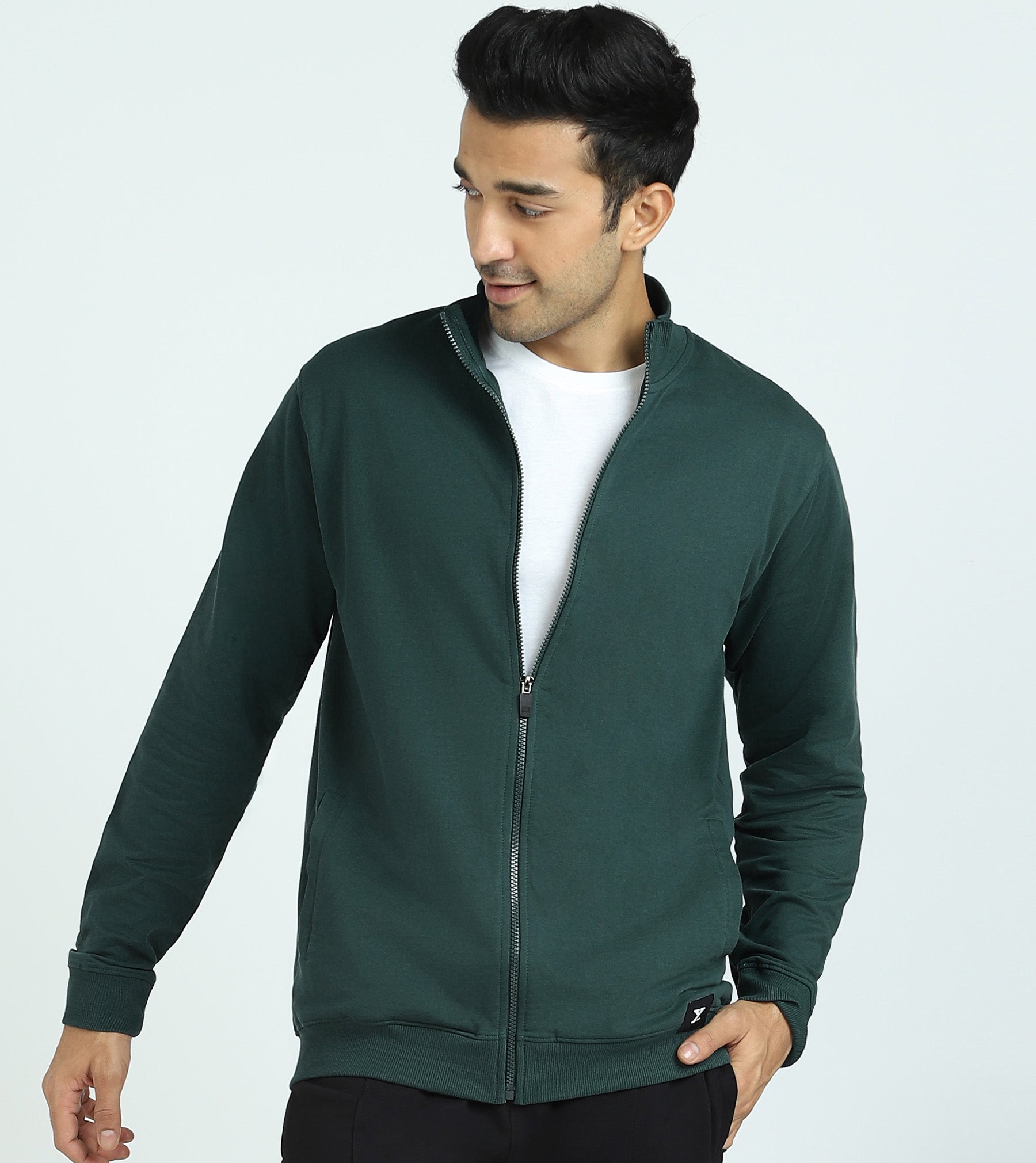 Cruze French Terry Cotton Zip Ups For Men Forest Green -  XYXX Crew