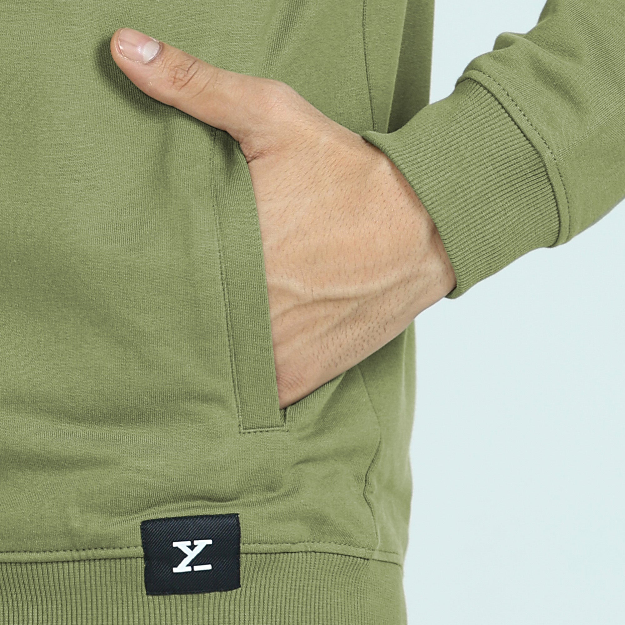 Cruze French Terry Cotton Zip Ups Olive Green
